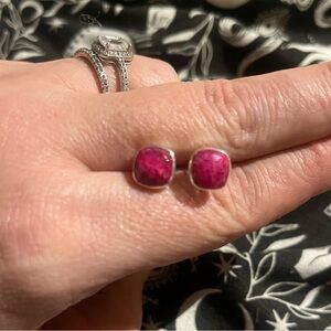 Natural Ruby .925 Sterling Silver Stud Earrings